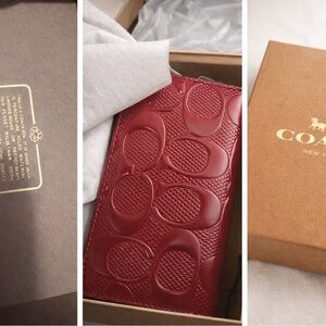 Coach Embossed Red Leather Wallet